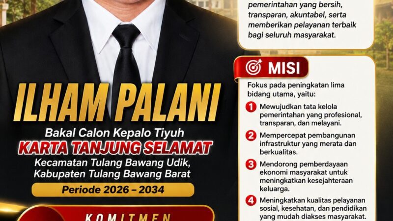 Siap Mengabdi! Ilham Palani, Putra Asli Karta Maju dalam Pilkades Karta Tanjung Selamat 2026