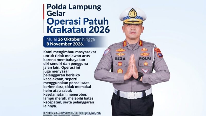 Polda Lampung Kerahkan 702 Personel dalam Operasi Patuh Krakatau 2026, Pelawan Arus Jadi Target Utama