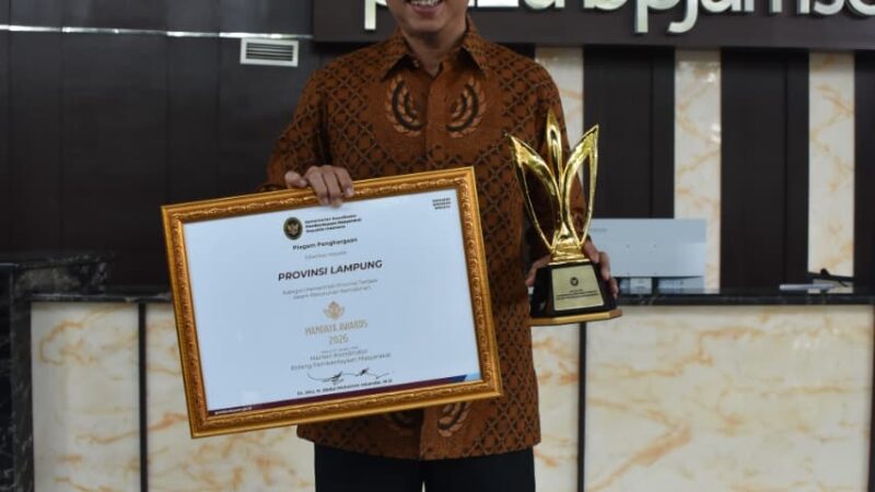 Pemprov Lampung Raih Mandaya Award 2026 sebagai Provinsi Terbaik dalam Penurunan Kemiskinan